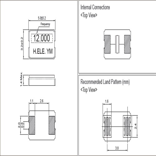 X5H025000FK1H-X,HSX530G加高晶振,5032陶瓷谐振器