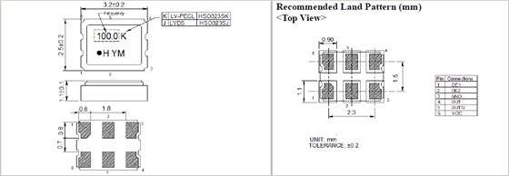 HSO323SJ晶振,加高石英晶体振荡器,台产进口六脚晶振