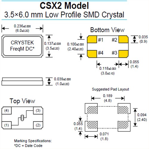 Crystek晶振,贴片晶振,CSX2晶振