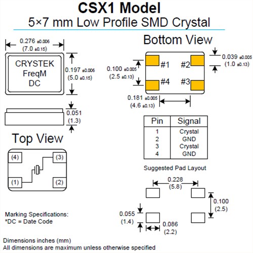 Crystek石英贴片晶振,CSX1-BH3-20-75.000MHz,无线应用晶振