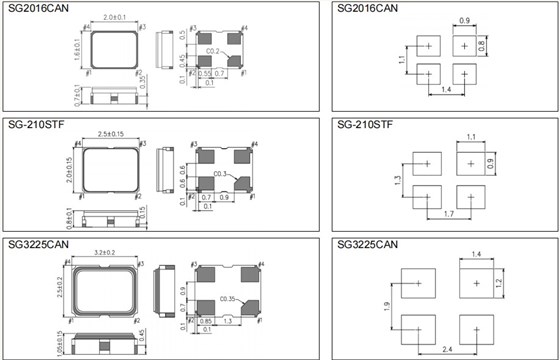 SG2016CAN，SG-210STF,SG3225CAN