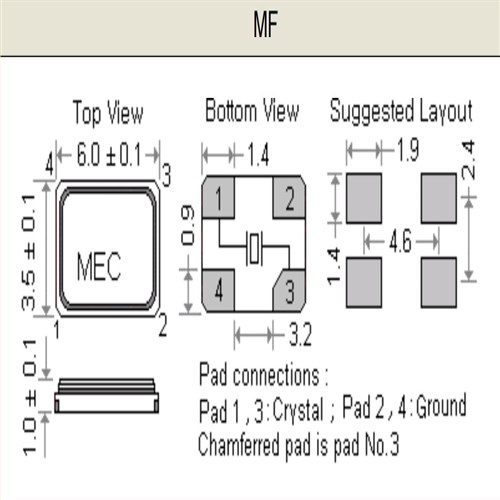 安防设备晶振,MF-12.000-20-10/10N,MERCURY蓝牙模块晶振