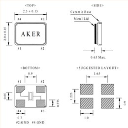 20MHz,C2E-20.000-10-2050-X1-R,2520mm,10pF,AKER安碁晶振