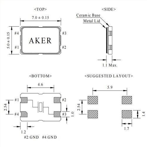 C7S-75.000-20-3030-3-R,C7S,75M,7050mm,AKER无源晶振