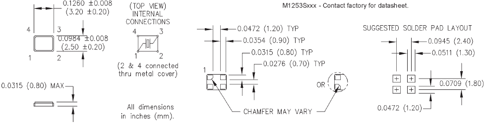 M1253晶振,小体积贴片晶振,3225晶体谐振器