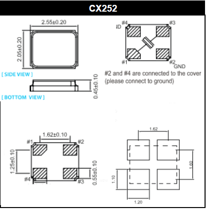 CX252晶振,摄像头贴片晶振,无源2520石英晶振