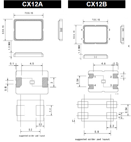 CX12A晶振,电子数码晶振,两脚金属面谐振器