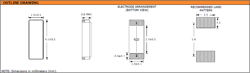 SWS412晶振,32.768K超低频表晶,智能手表音叉晶体