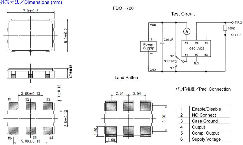 FDO-700晶振,7050差分晶振,低损耗有源晶体