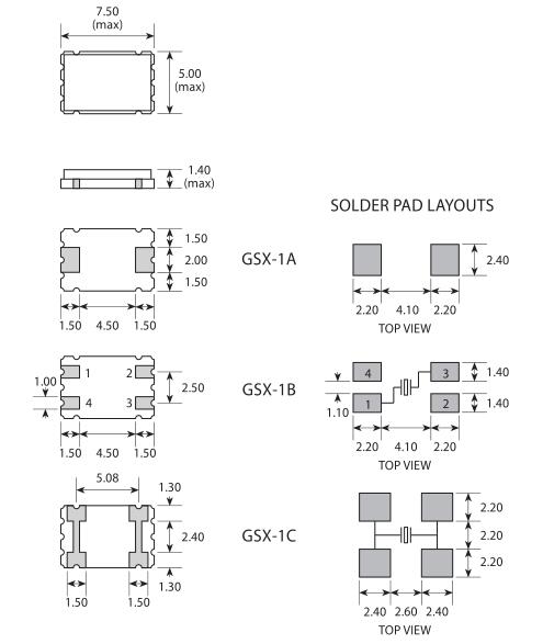 GSX-1晶振,5070陶瓷壳晶振,高精度SMD谐振器