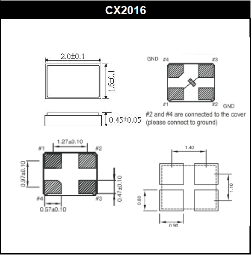 表面贴片型石英晶振,薄小型2016进口晶振,CX2016晶振