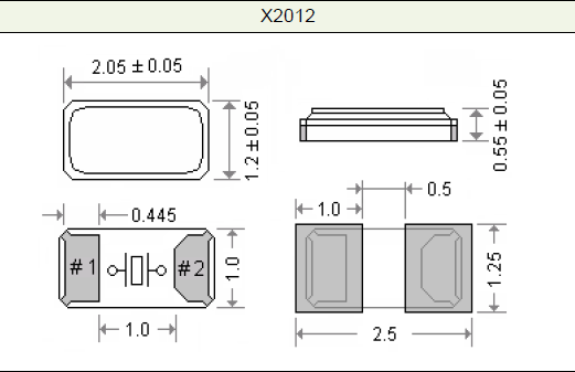 进口KHZ石英晶振,无源贴片2012谐振器,X2012晶振