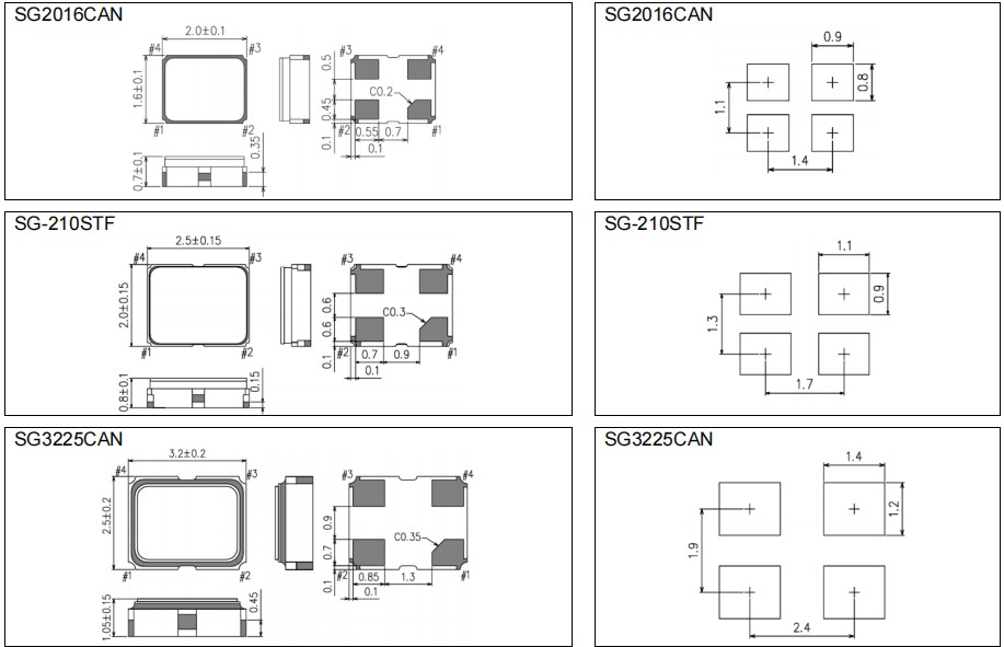 SG2016CAN，SG-210STF,SG3225CAN