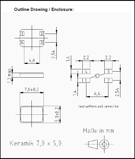 德国KVG进口晶振,XMP-5135-1A-16pF-20.000MHz,物联网6G晶振
